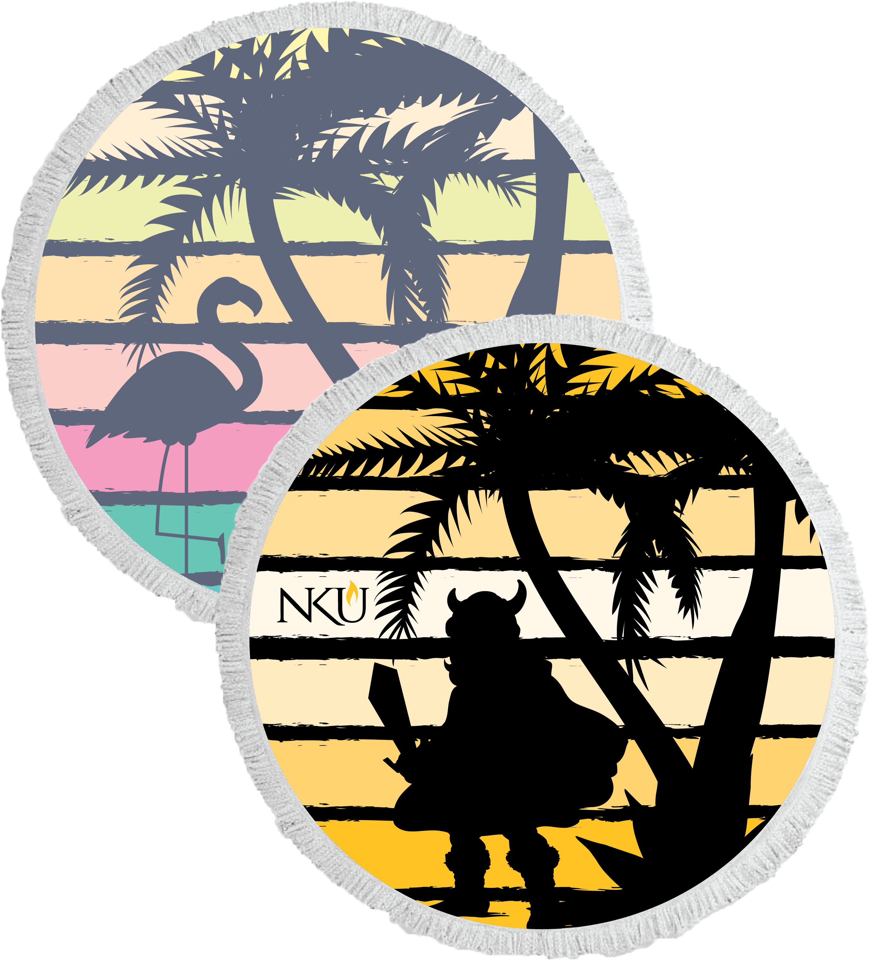 Large round fully custom beach towels.